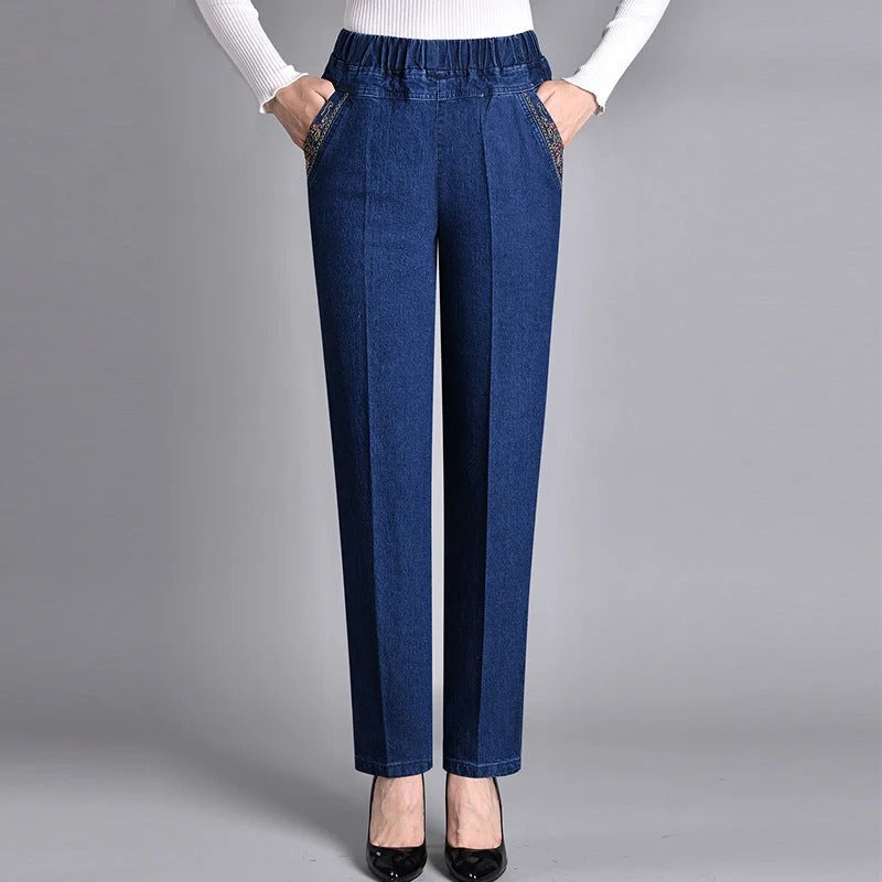 Vaqueros Wide Leg con Bolsillos Laterales – Cintura Elástica
