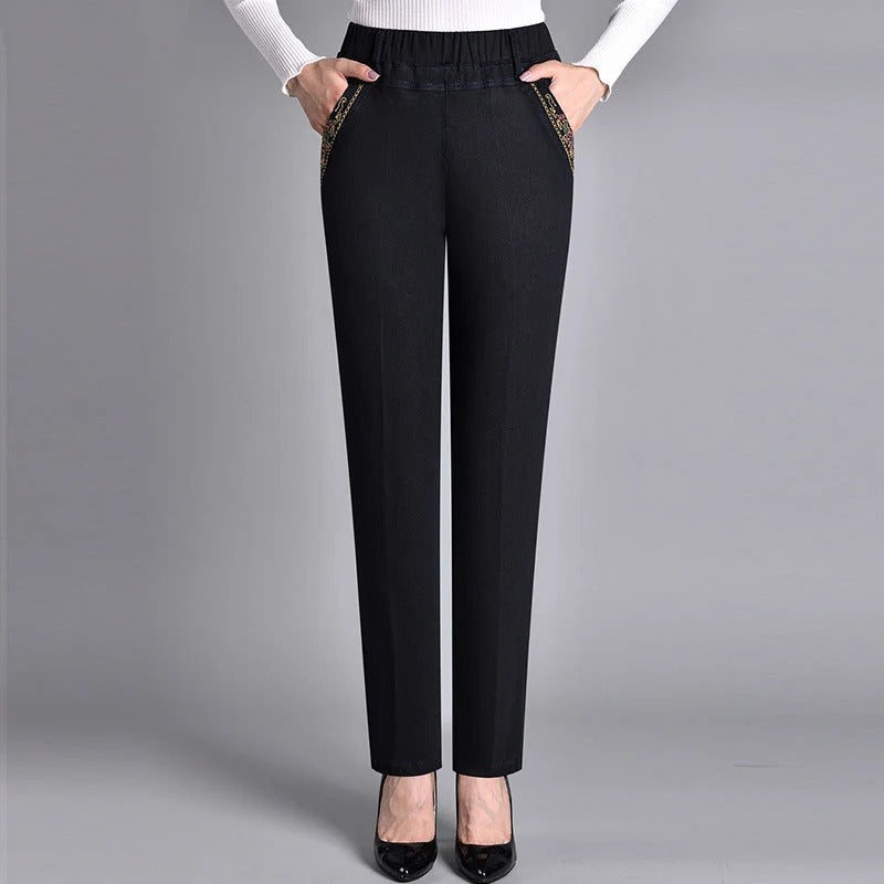 Vaqueros Wide Leg con Bolsillos Laterales – Cintura Elástica