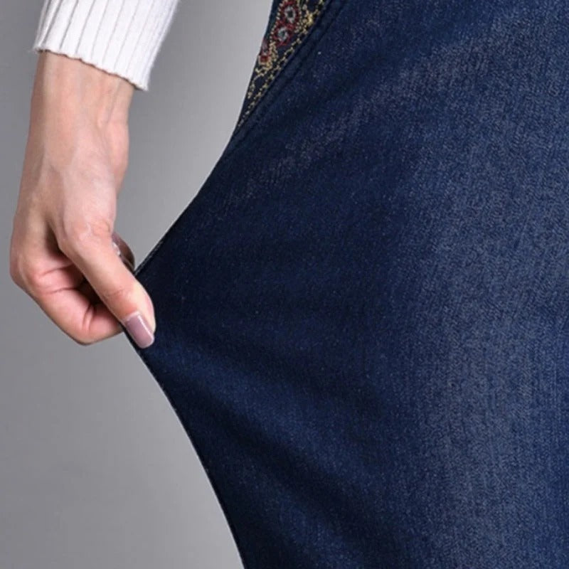 Vaqueros Wide Leg con Bolsillos Laterales – Cintura Elástica