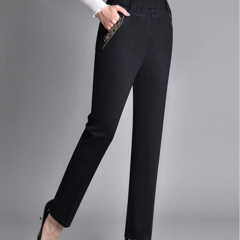 Vaqueros Wide Leg con Bolsillos Laterales – Cintura Elástica